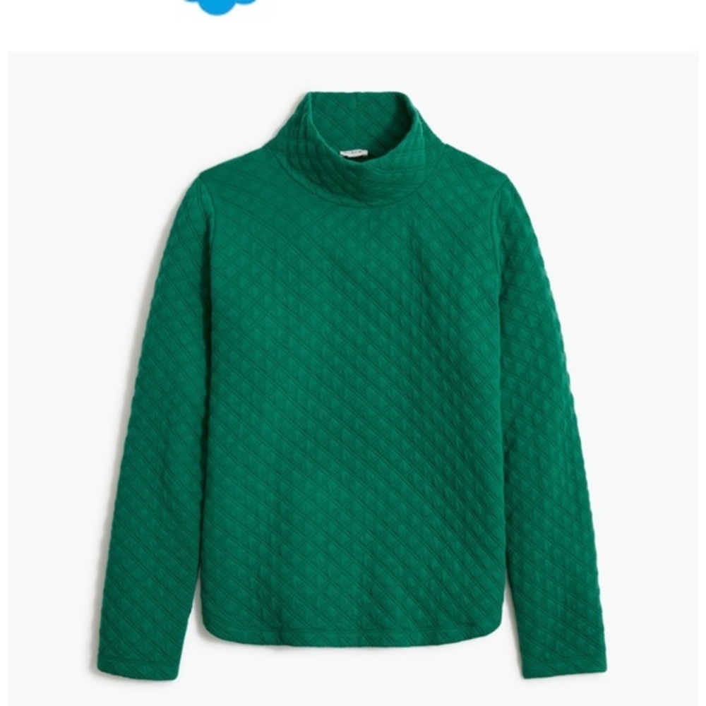 J. Crew Green Quilted Women's Turtleneck Sweater